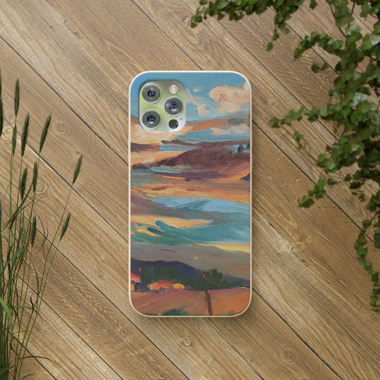 Biodegradable Phone Case with 'Fall Sky' Landscape Original Artwork by Barbara Cleary