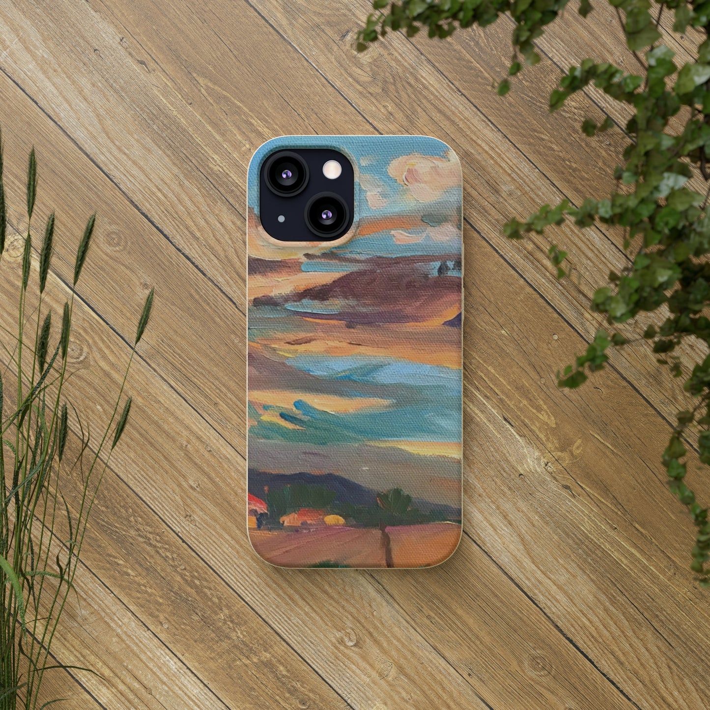 Biodegradable Phone Case with 'Fall Sky' Landscape Original Artwork by Barbara Cleary