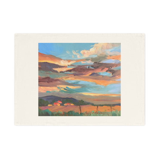 'Fall Sky' Organic Cotton Tea Towel I Original Artwork by American Artist Barbara Cleary (Fall Collection)