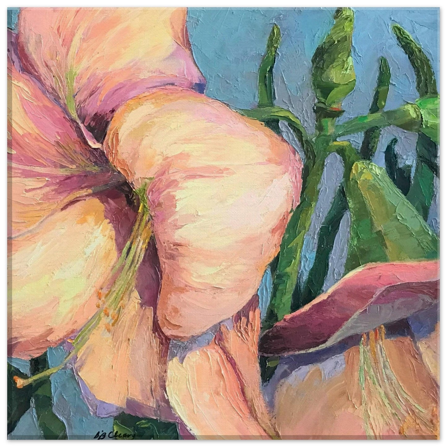 "Amaryllis 2" Floral Print 12x12 inch on Canvas Barbara Cleary Designs