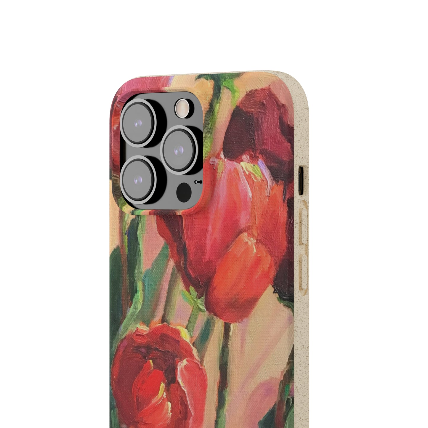 Biodegradable Phone Case with 'Red Tulips' Floral Original Artwork by Barbara Cleary