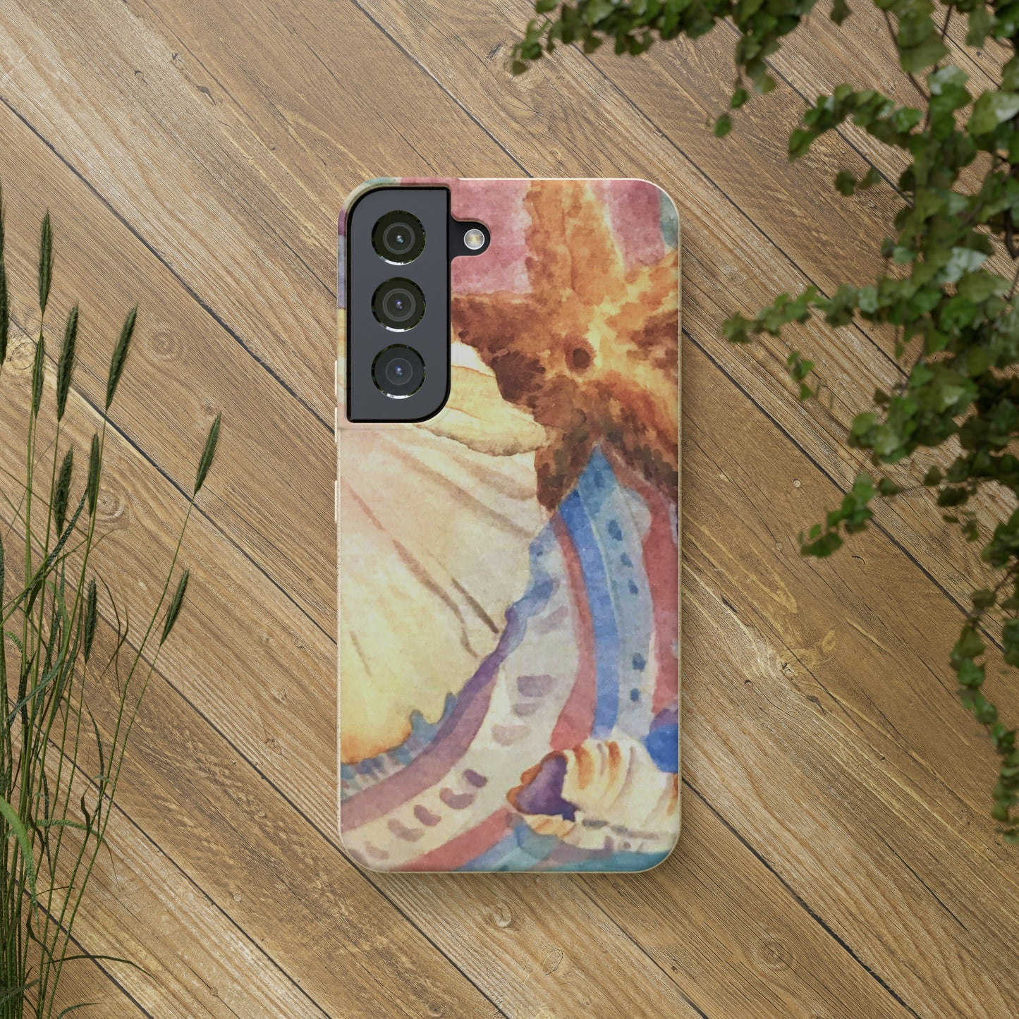 Biodegradable Phone Case with 'Treasures of the Tide' Watercolor Original Artwork by Barbara Cleary