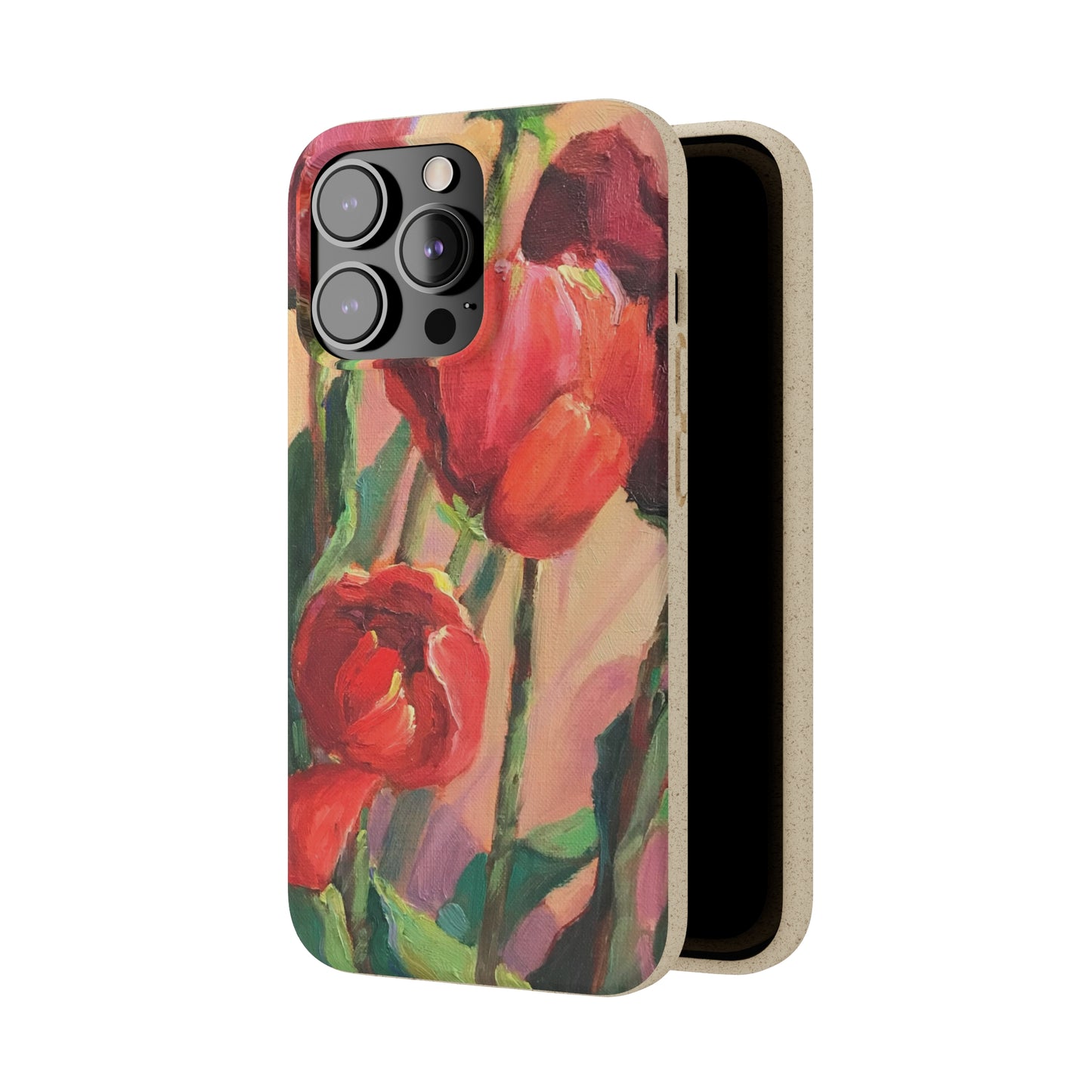 Biodegradable Phone Case with 'Red Tulips' Floral Original Artwork by Barbara Cleary