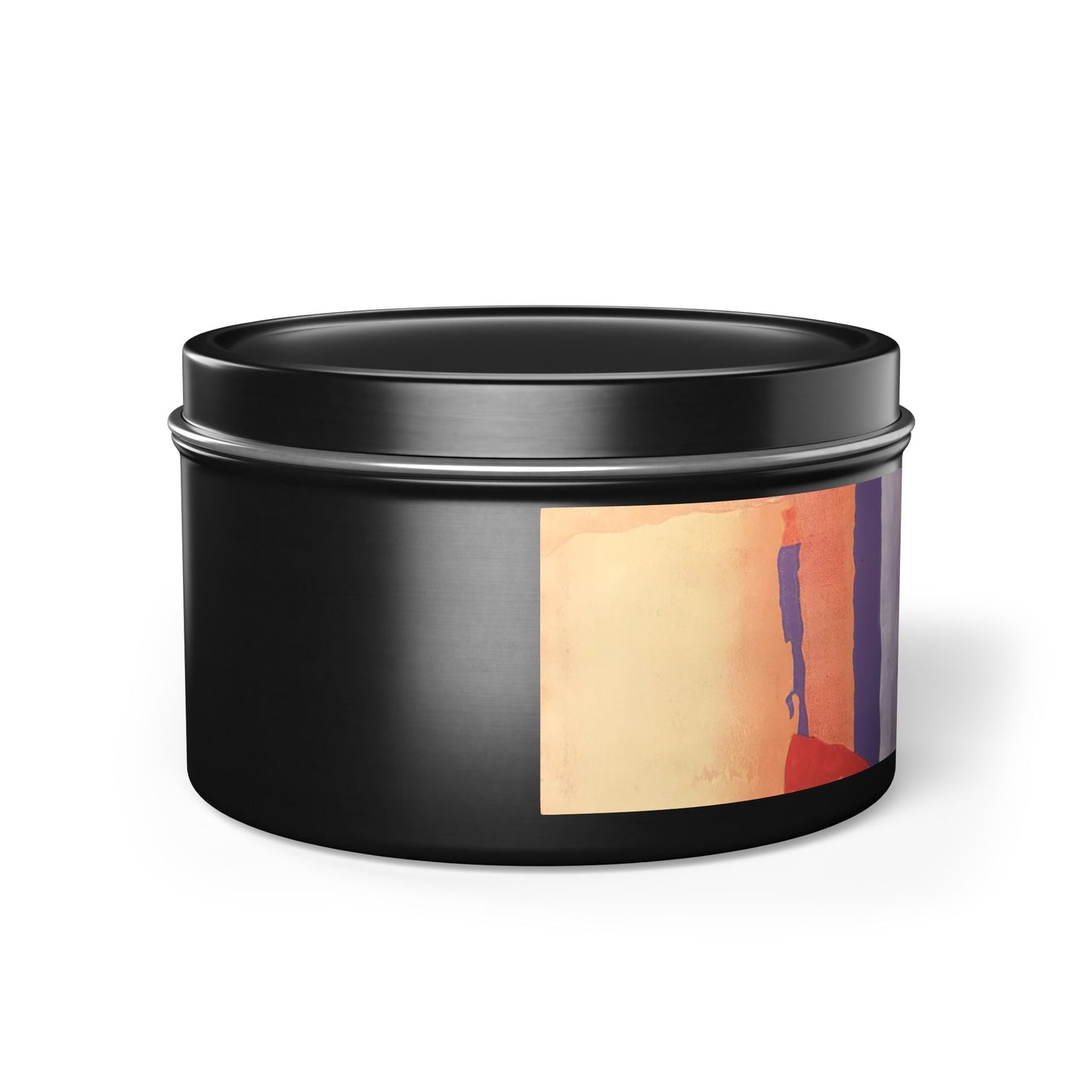 8oz Eco-Friendly Scented or Unscented Soy Wax Tin Candle with 'Spirit of the Southwest' Abstract Artwork by American Artist Barbara Cleary