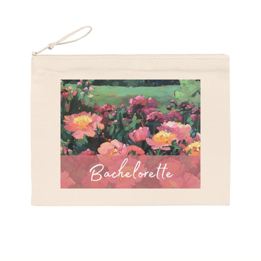 'Bachelorette' Eco-Friendly Pouch I Bridal Collection I with 'Pink Princess' Original Artwork by American Artist Barbara Cleary