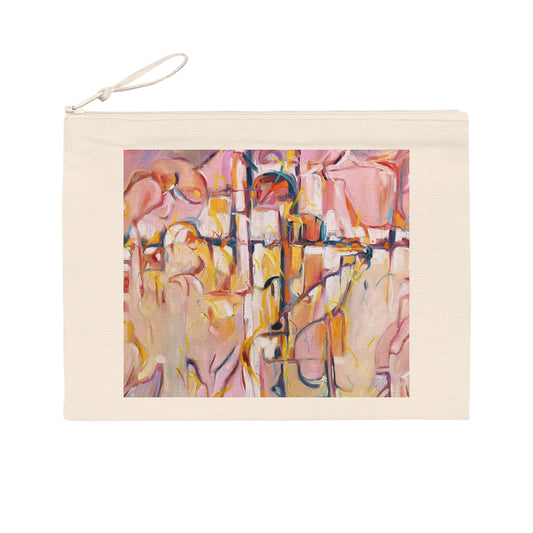 Eco-Friendly Pouch with 'Abstract Pueblo' Abstract I Original Artwork by American Artist Barbara Cleary