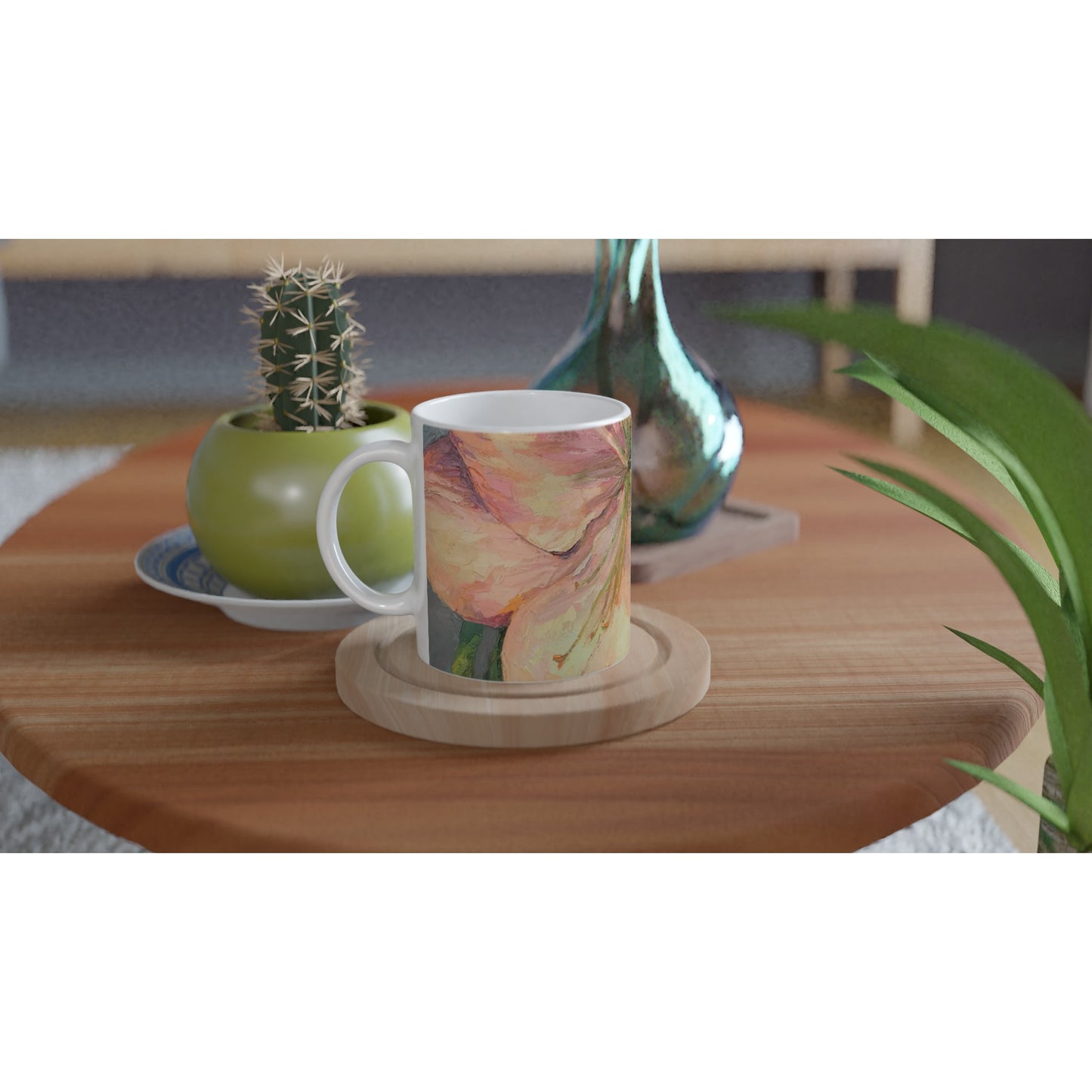 "Amaryllis" Floral White 11oz Ceramic Mug by Barbara Cleary Designs