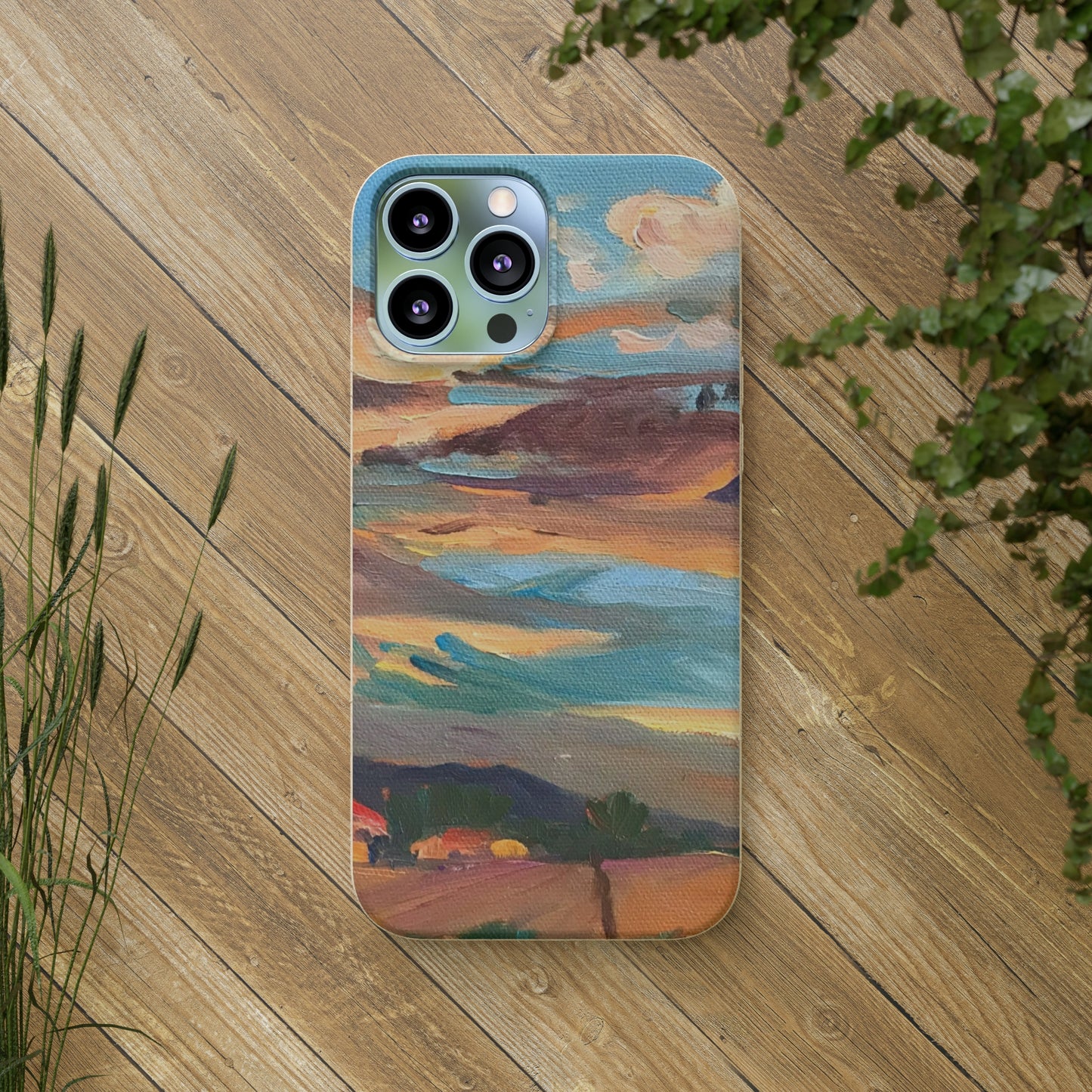 Biodegradable Phone Case with 'Fall Sky' Landscape Original Artwork by Barbara Cleary