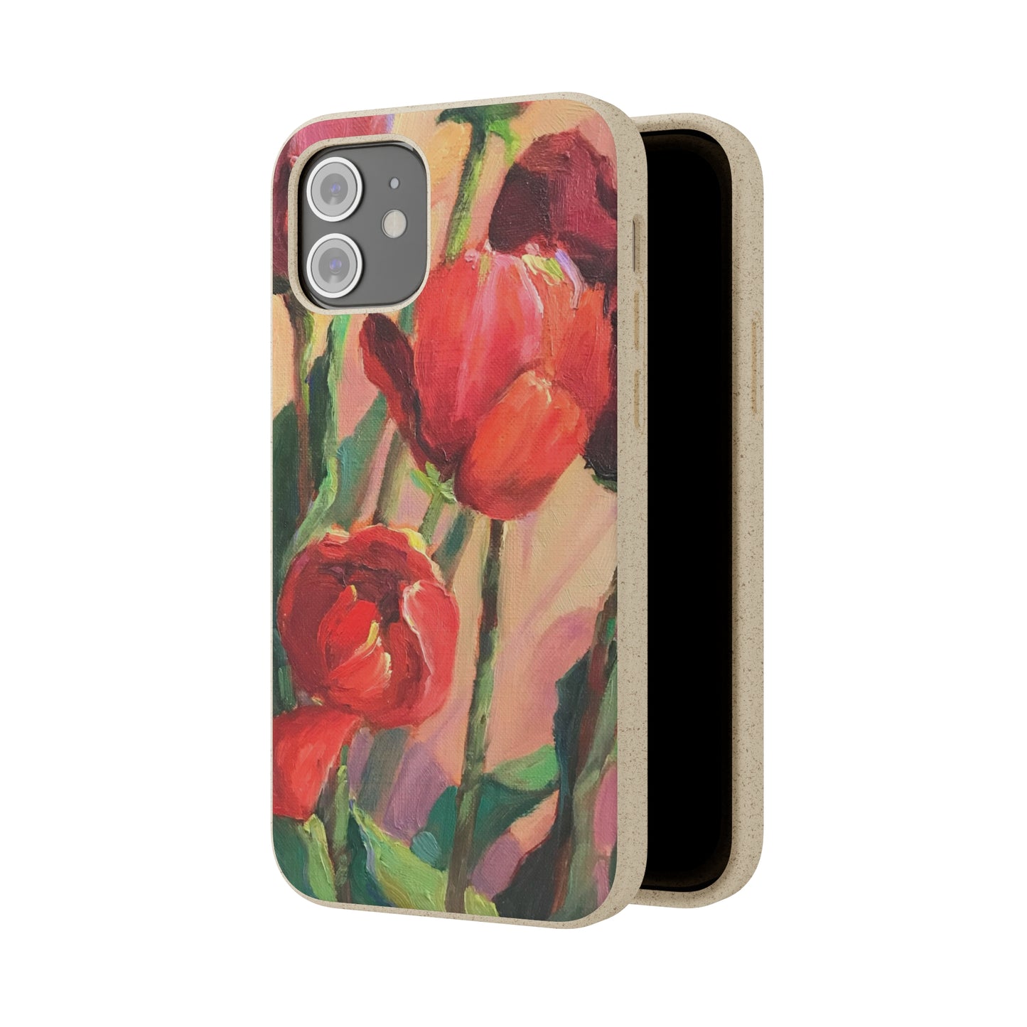 Biodegradable Phone Case with 'Red Tulips' Floral Original Artwork by Barbara Cleary