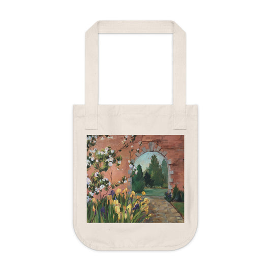 Organic Canvas Tote Bag with 'Inner Garden' I Original Artwork by American Artist Barbara Cleary