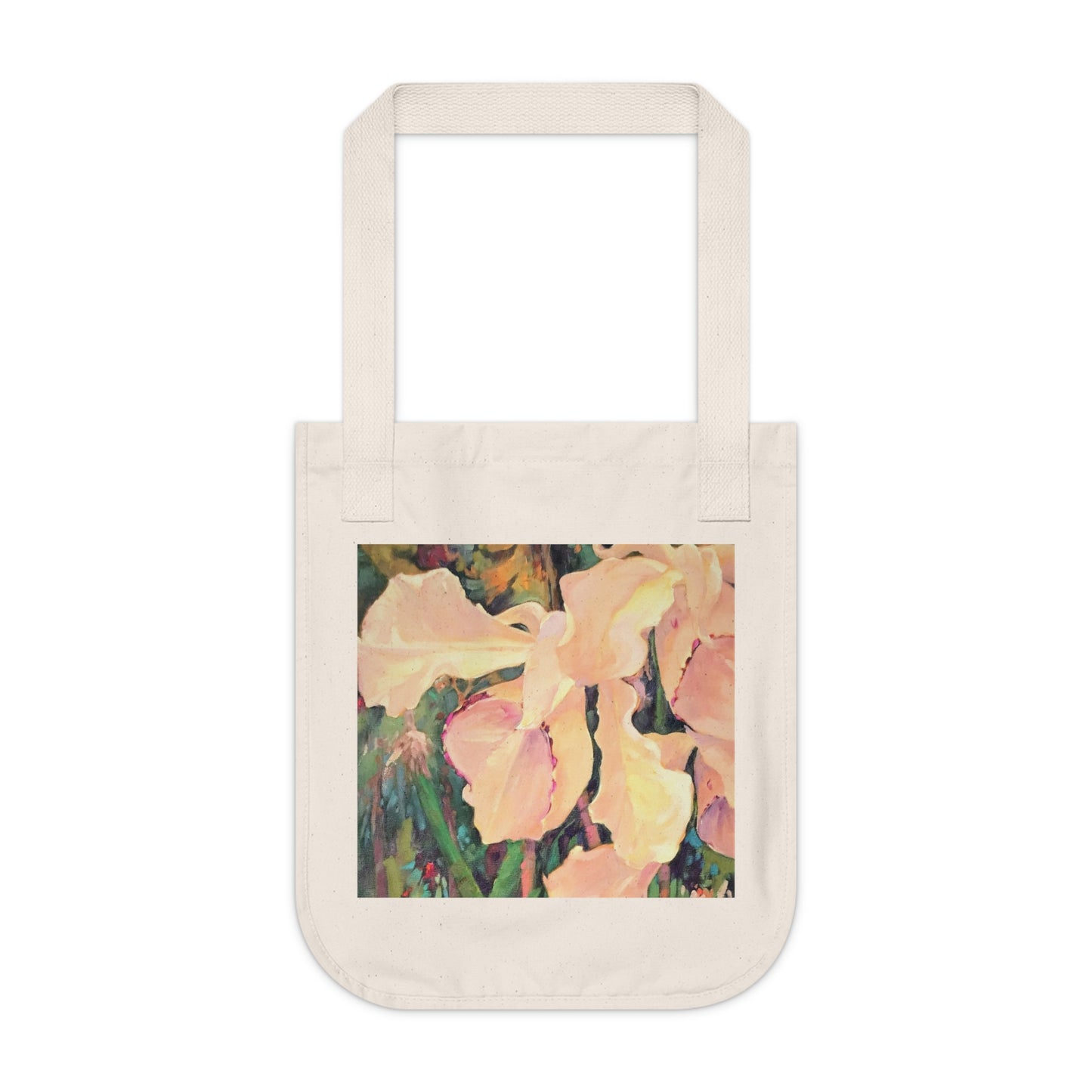 Organic Canvas Tote Bag with 'Orchid' Floral I Original Artwork by American Artist Barbara Cleary