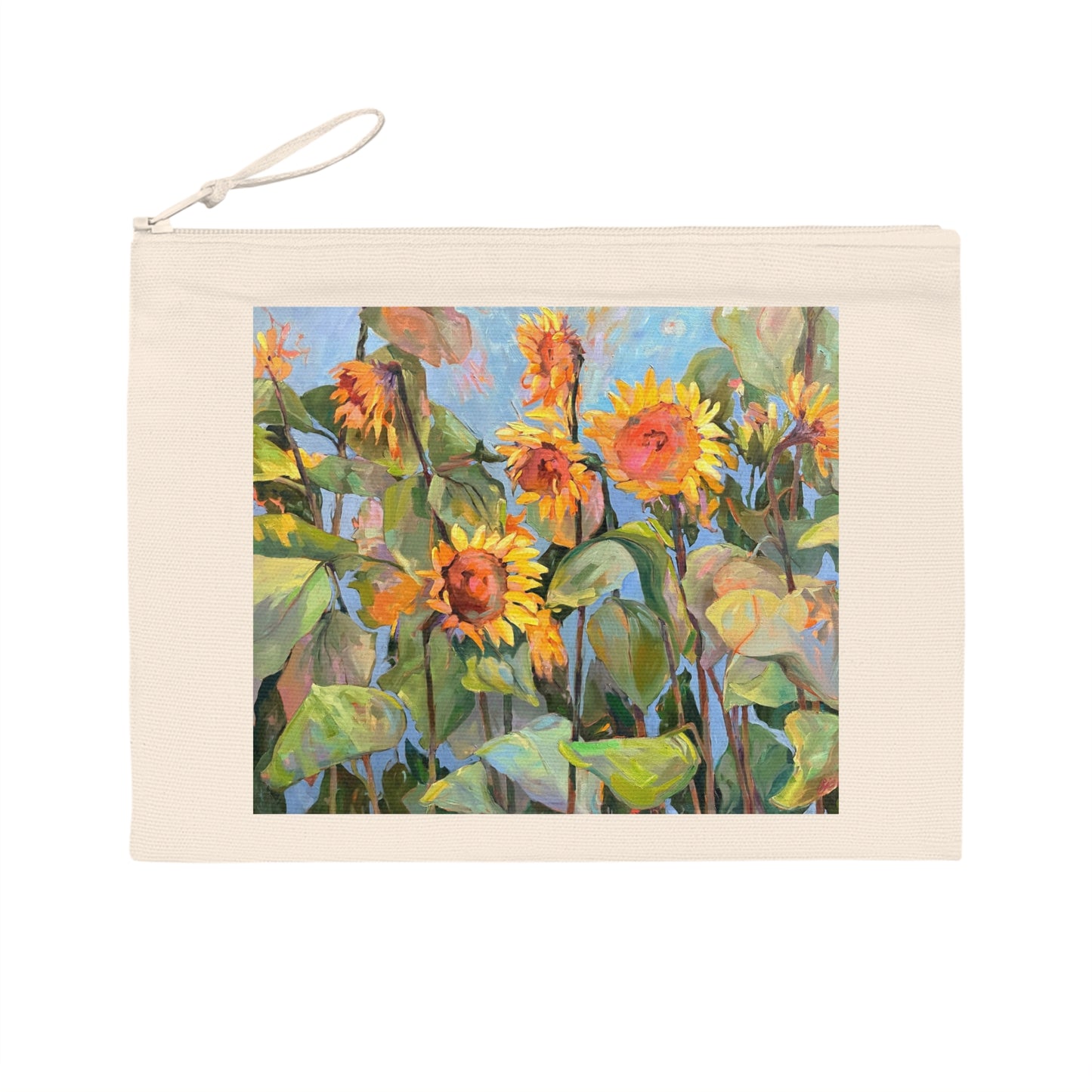 Eco-Friendly Pouch with 'Sunflowers' Floral I Original Artwork by American Artist Barbara Cleary