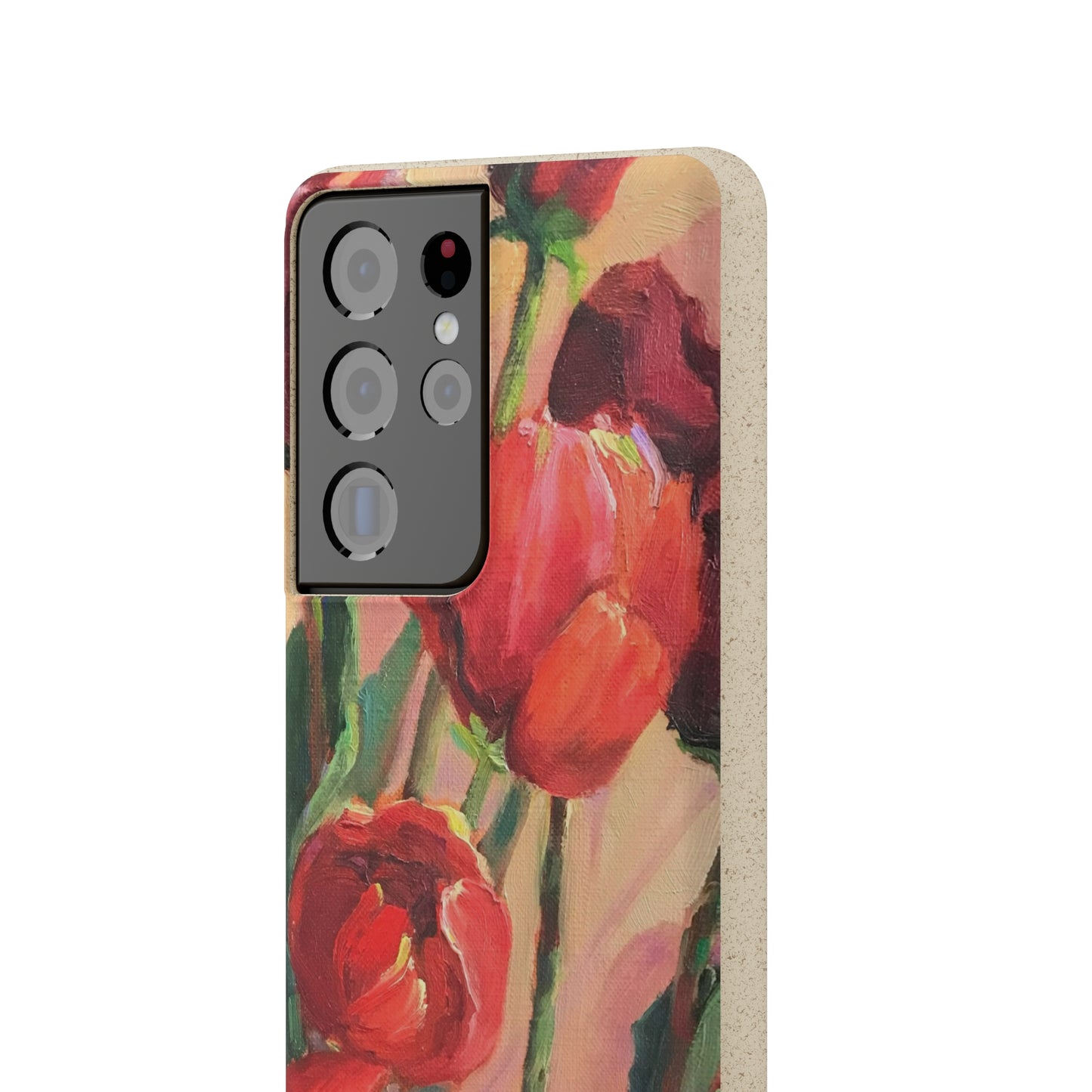 Biodegradable Phone Case with 'Red Tulips' Floral Original Artwork by Barbara Cleary