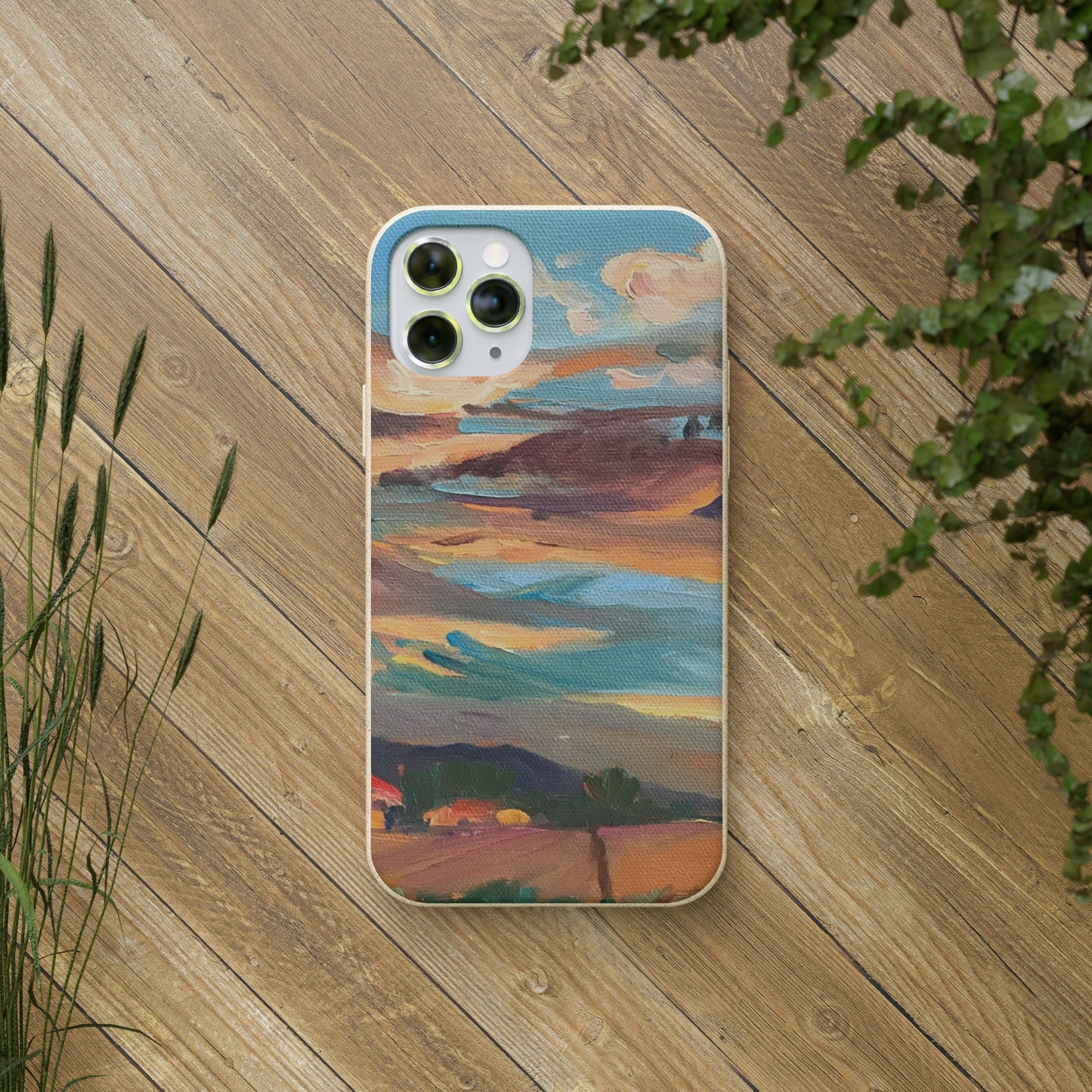 Biodegradable Phone Case with 'Fall Sky' Landscape Original Artwork by Barbara Cleary