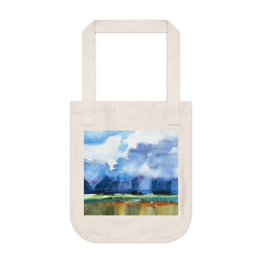 Organic Tote Bag with 'Tranquil Mountain View 4' Original Fine Art by American Artist Barbara Cleary