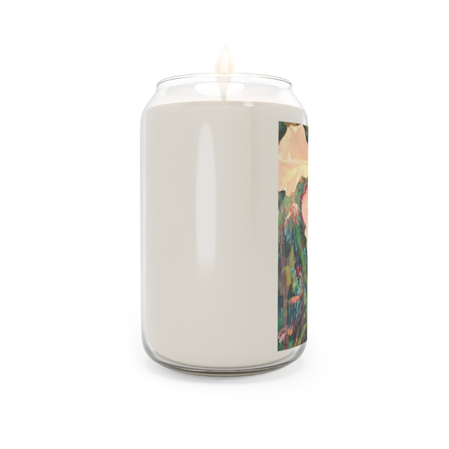 13.75oz Eco-Friendly Scented or Unscented Soy Wax Candle Jar  with 'Pink Orchid' Floral Artwork by American Artist Barbara Cleary