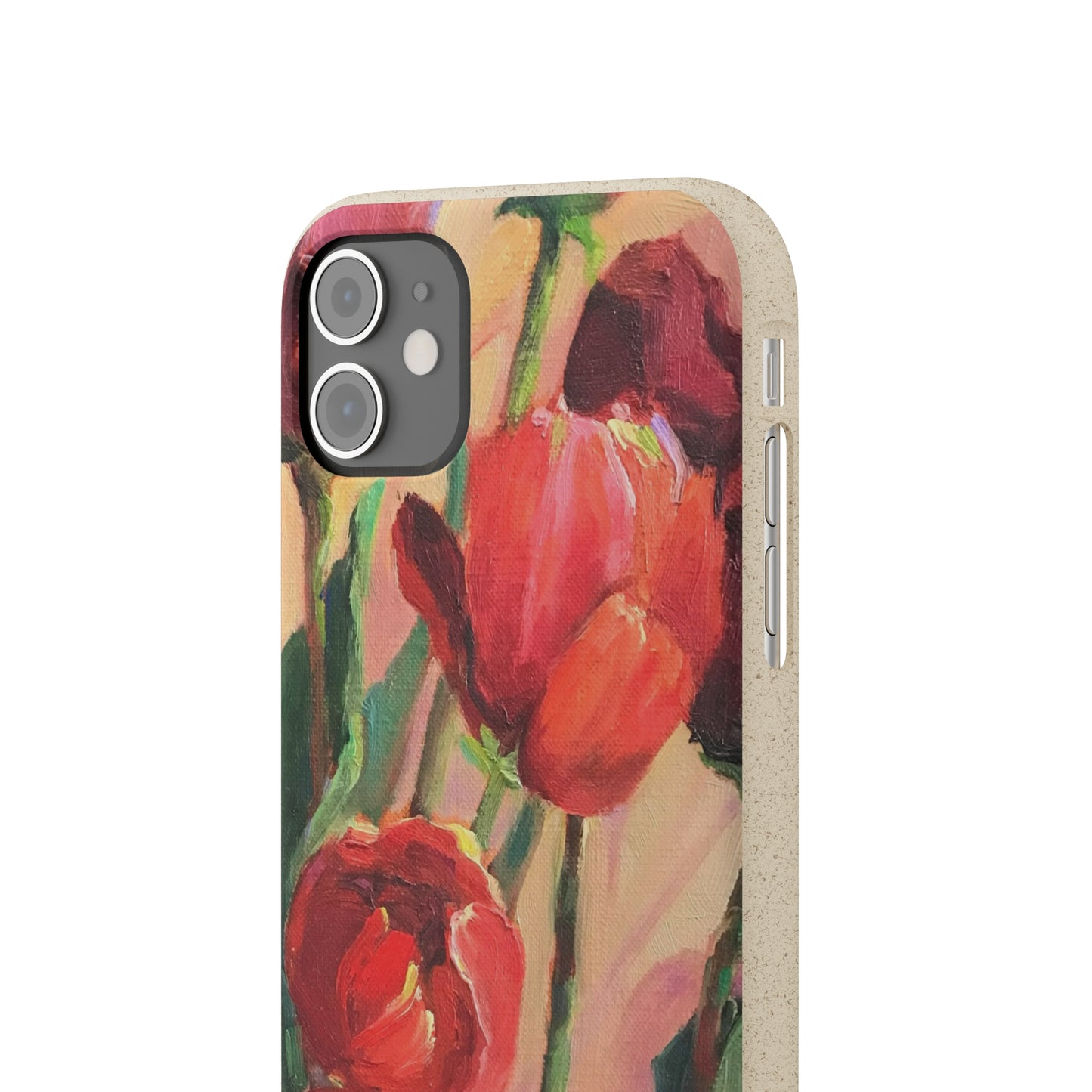 Biodegradable Phone Case with 'Red Tulips' Floral Original Artwork by Barbara Cleary