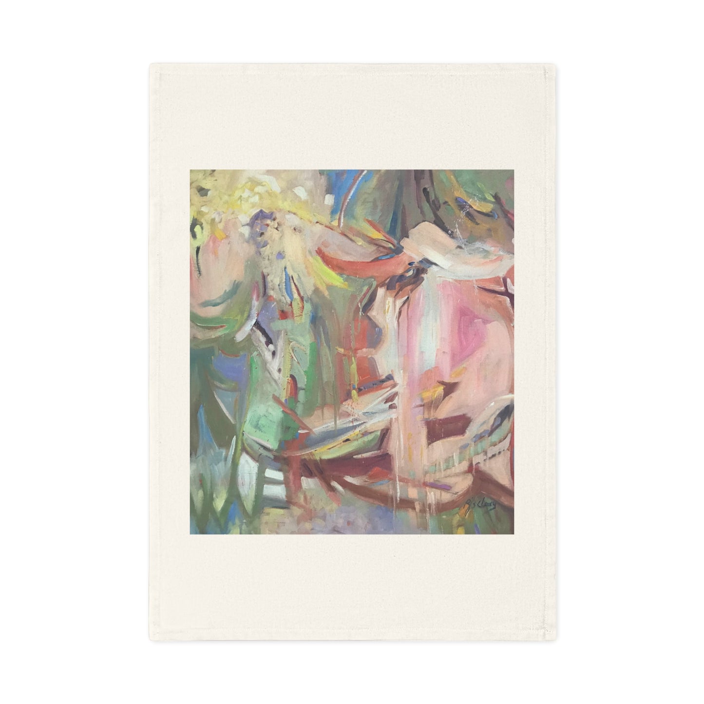 'All Seasons' Abstract Cotton Tea Towel I Original Artwork by American Artist Barbara Cleary | Barbara Cleary Designs