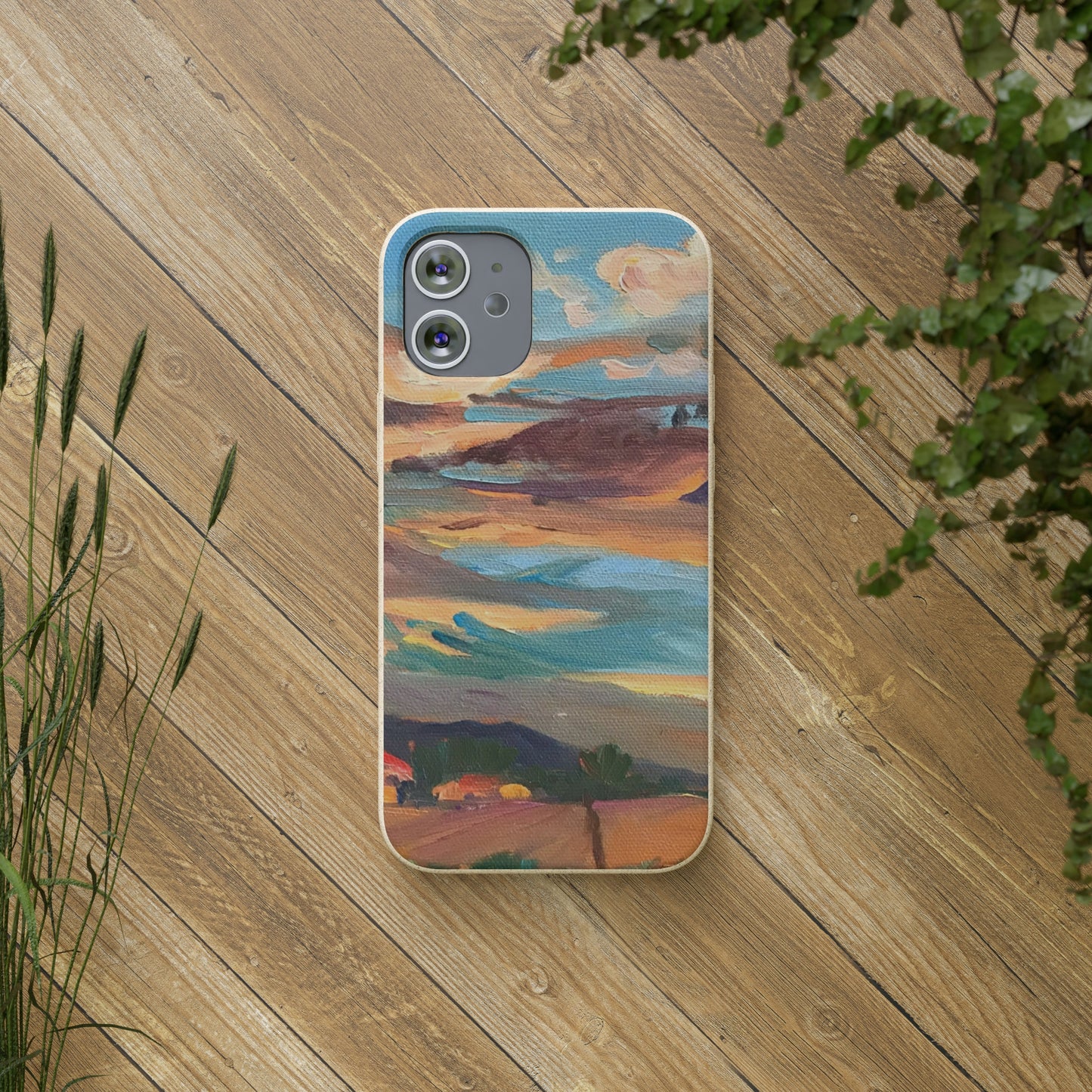 Biodegradable Phone Case with 'Fall Sky' Landscape Original Artwork by Barbara Cleary