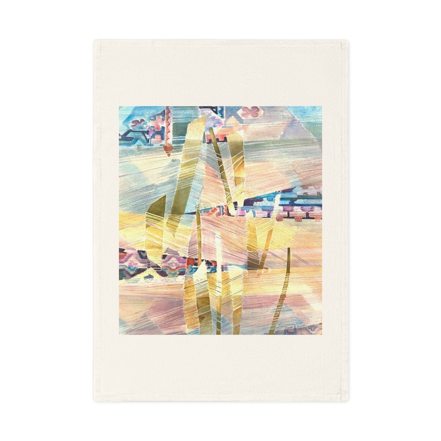 Organic Cotton Tea Towel Featuring 'Loom Series' Abstract Watercolor Painting by Barbara Cleary