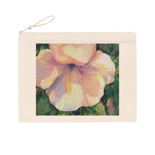 Eco-Friendly Pouch with 'Hibiscus' I Original Artwork by American Artist Barbara Cleary