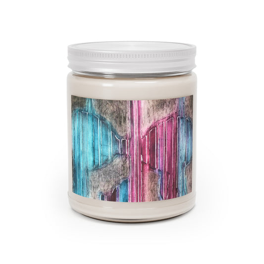 9oz Eco-Friendly Scented or Unscented Soy Wax Candle Jar  with 'Crow's Blanket' Abstract Artwork by American Artist Barbara Cleary