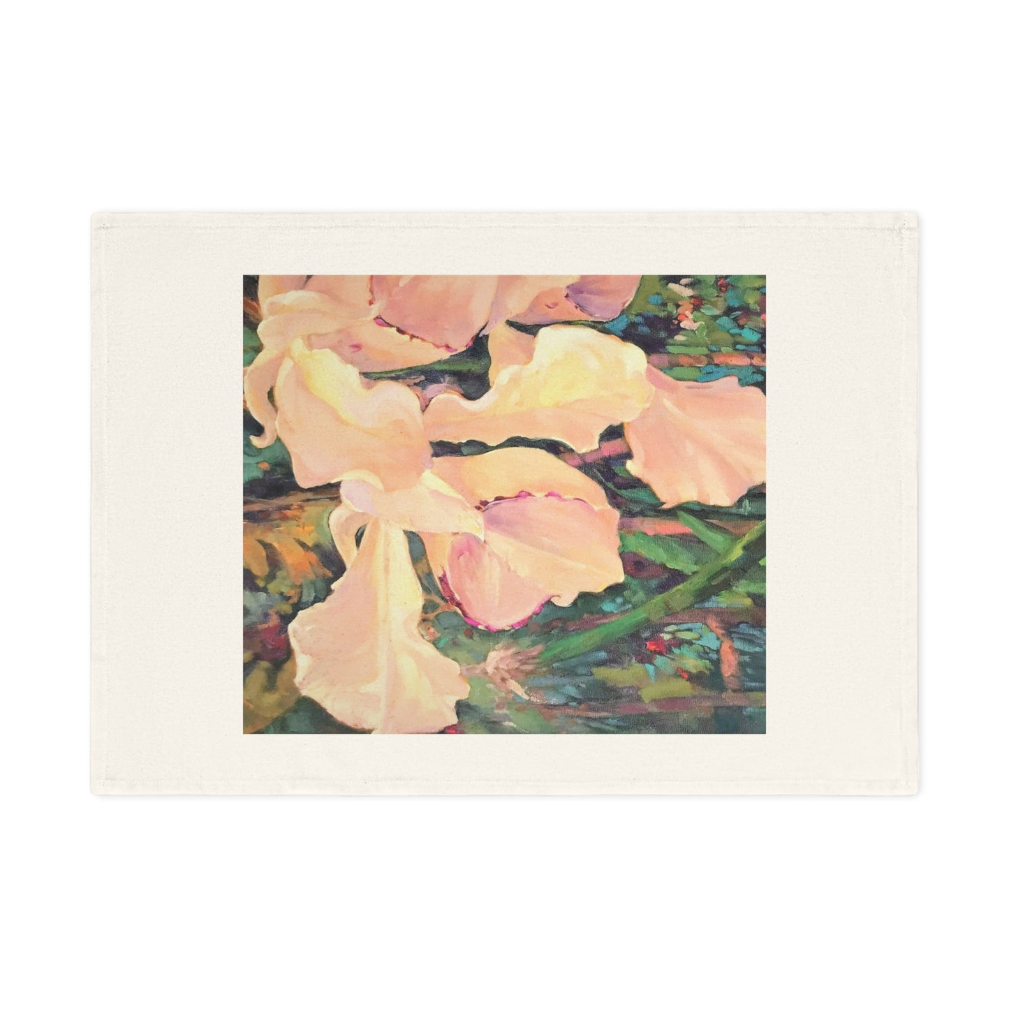 'Pink Orchid' Floral Cotton Tea Towel I Original Artwork by American Artist Barbara Cleary