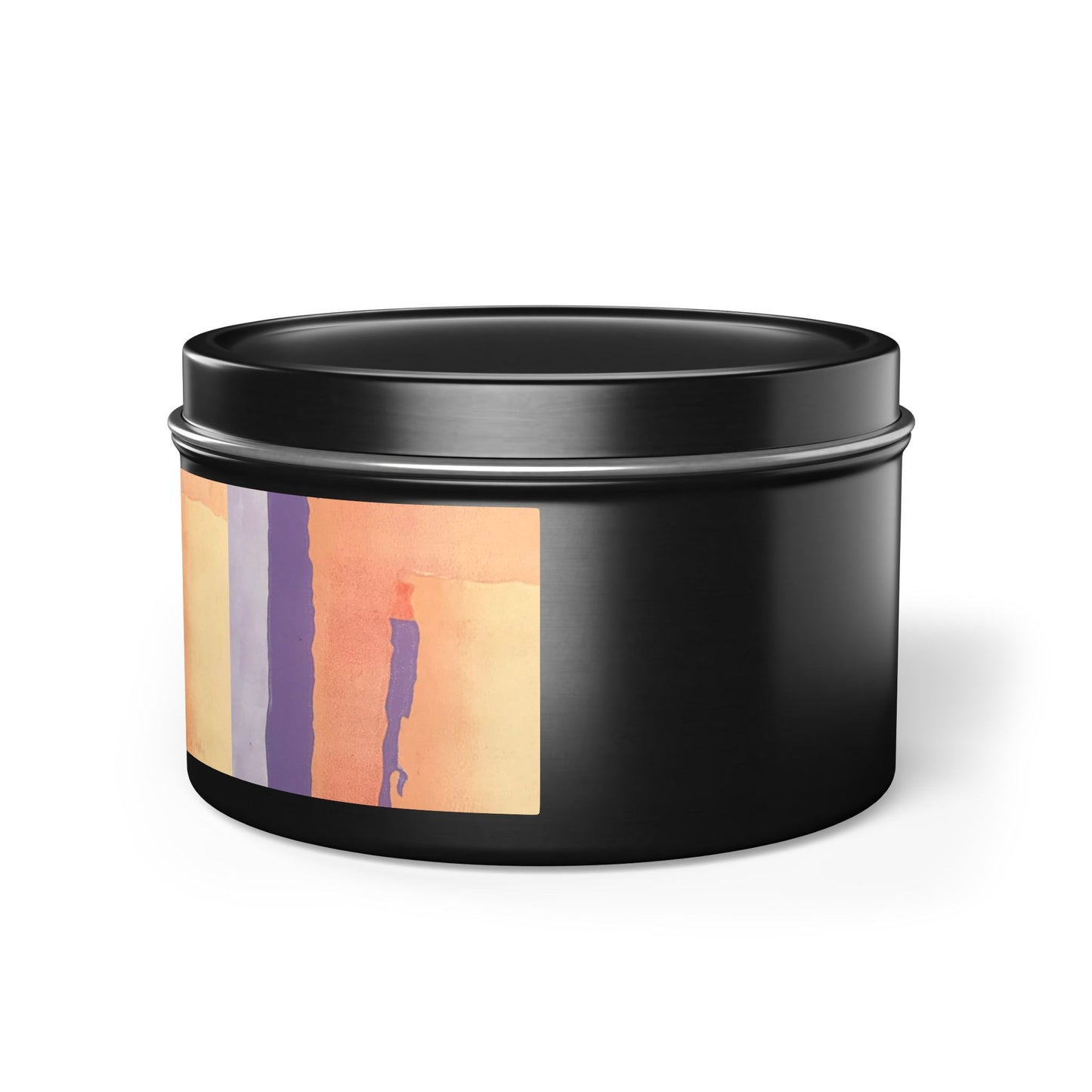 8oz Eco-Friendly Scented or Unscented Soy Wax Tin Candle with 'Spirit of the Southwest' Abstract Artwork by American Artist Barbara Cleary