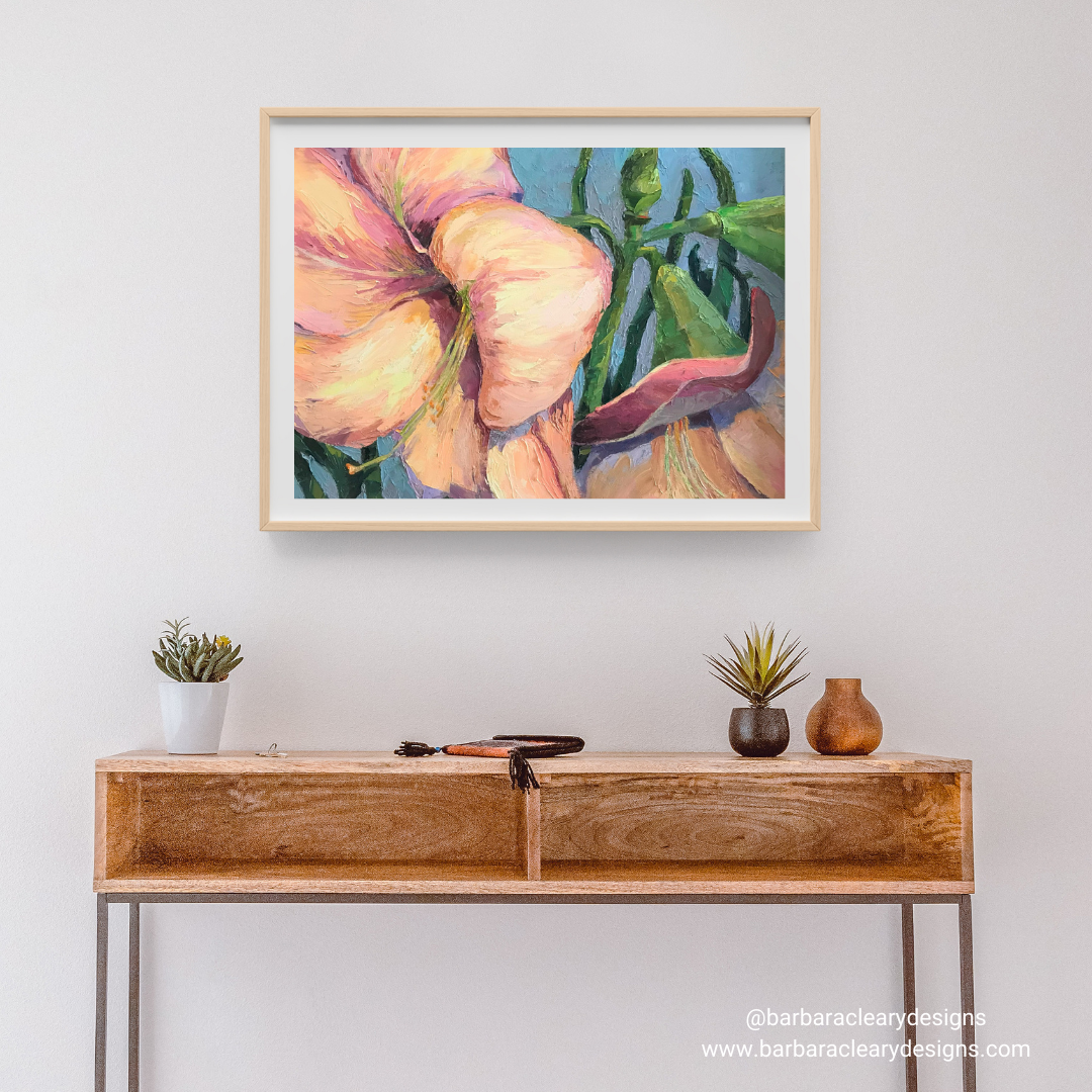 'Amaryllis 2' Floral I 18x24 Museum-Quality Matte Paper Poster | Original Artwork by American Artist Barbara Cleary