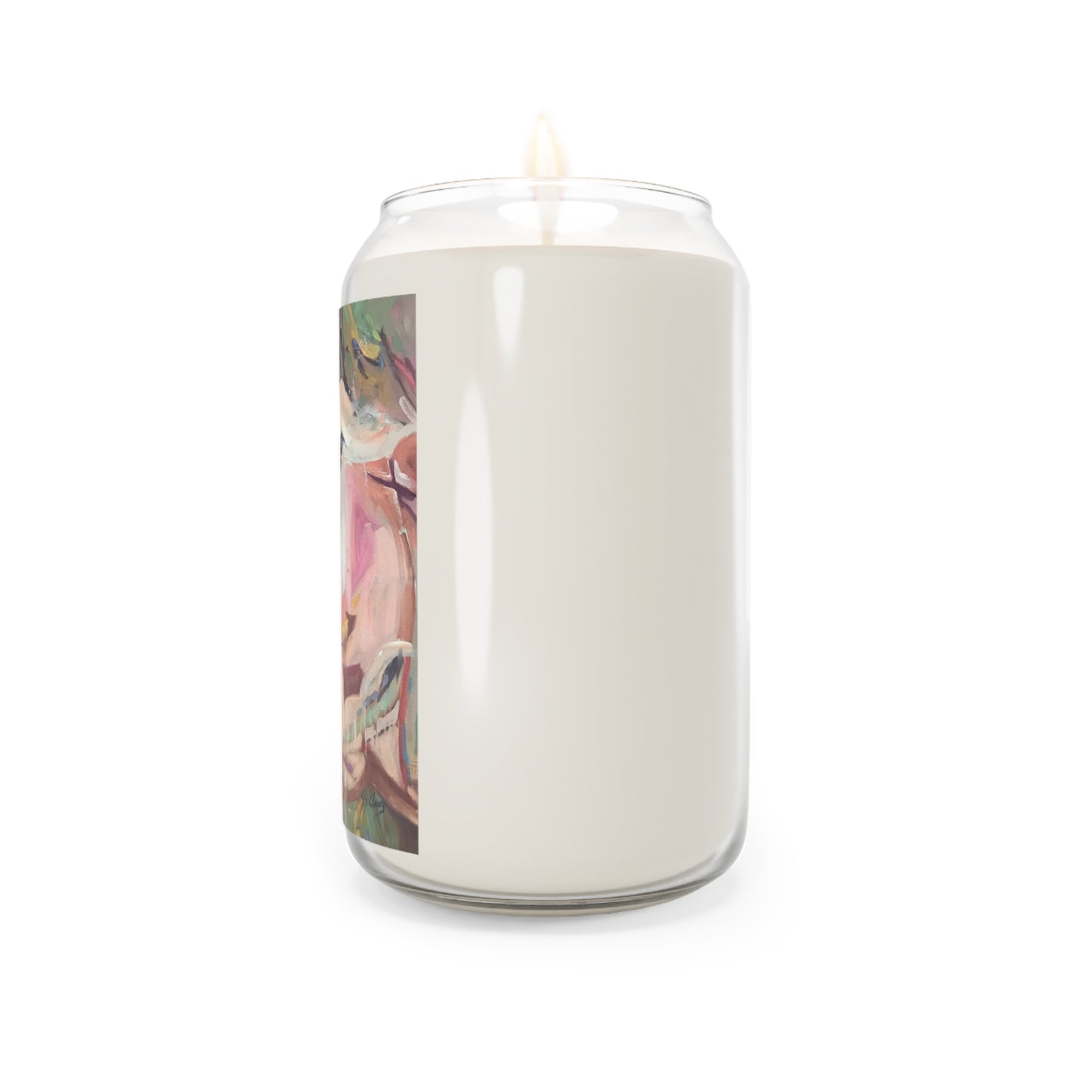 13.75oz Eco-Friendly Scented or Unscented Soy Wax Candle Jar with 'All Seasons' Abstract Artwork by American Artist Barbara Cleary