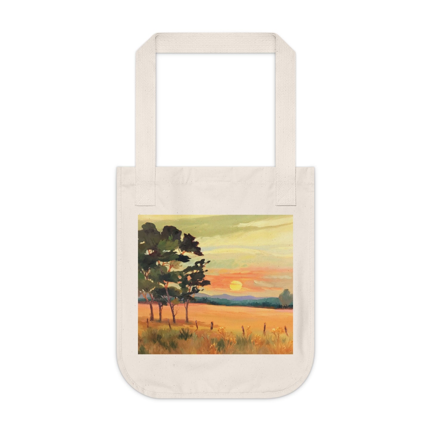 Organic Canvas Tote Bag with 'Sunrise' I Original Artwork by American Artist Barbara Cleary