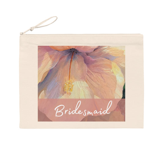 'Bridesmaid' Eco-Friendly Pouch I Bridal Collection I with 'Hibiscus' Original Artwork by American Artist Barbara Cleary