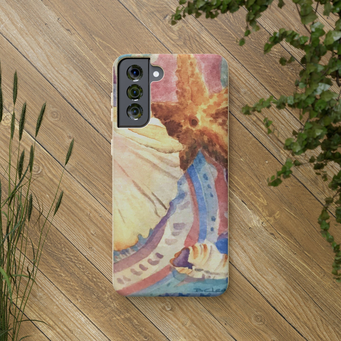 Biodegradable Phone Case with 'Treasures of the Tide' Watercolor Original Artwork by Barbara Cleary