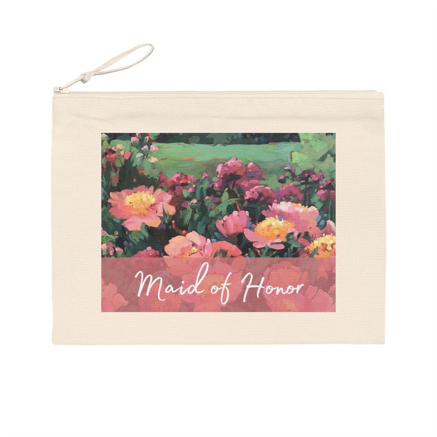 'Maid of Honor' Eco-Friendly Pouch I Bridal Collection I with 'Pink Princess' Original Artwork by American Artist Barbara Cleary