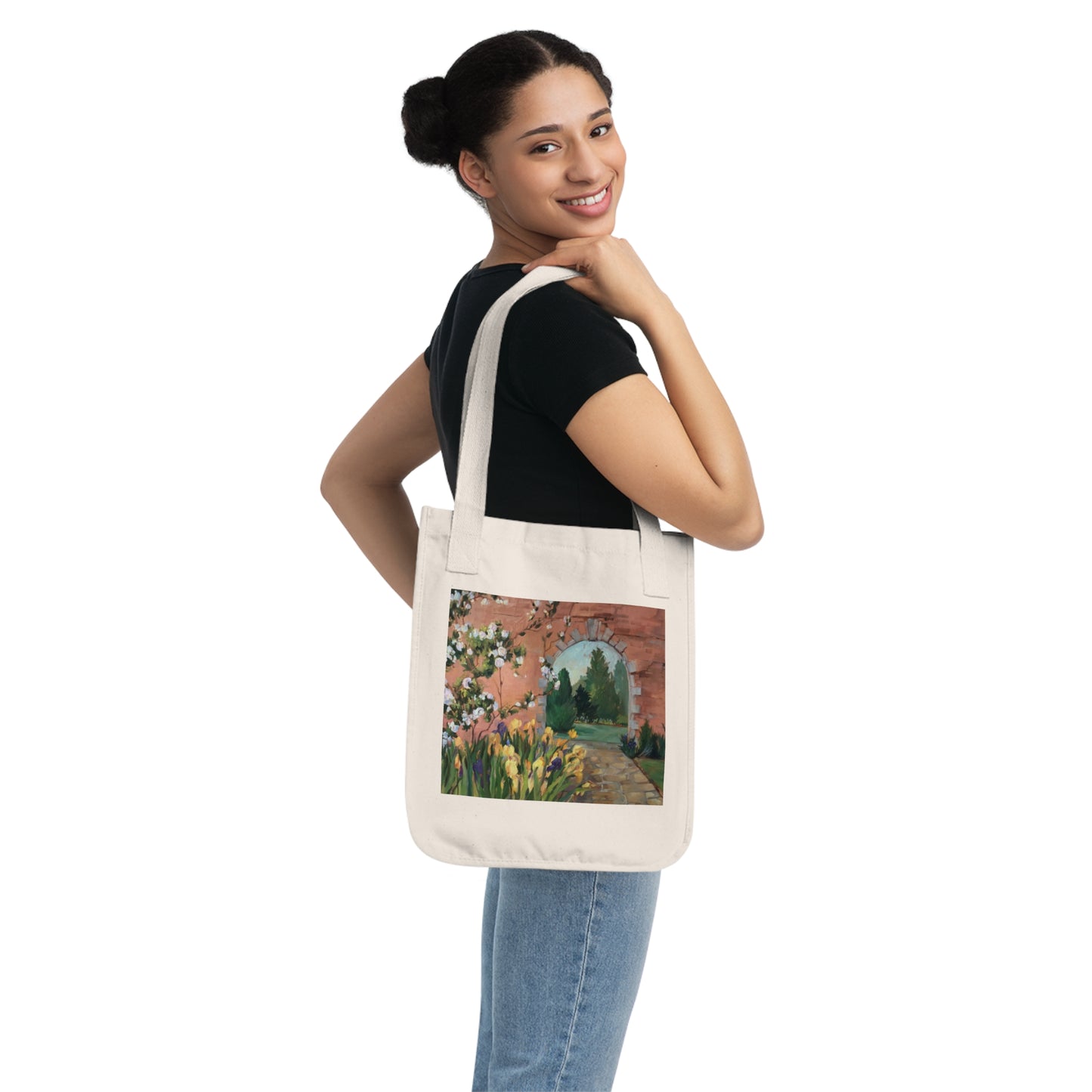 Organic Canvas Tote Bag with 'Inner Garden' I Original Artwork by American Artist Barbara Cleary