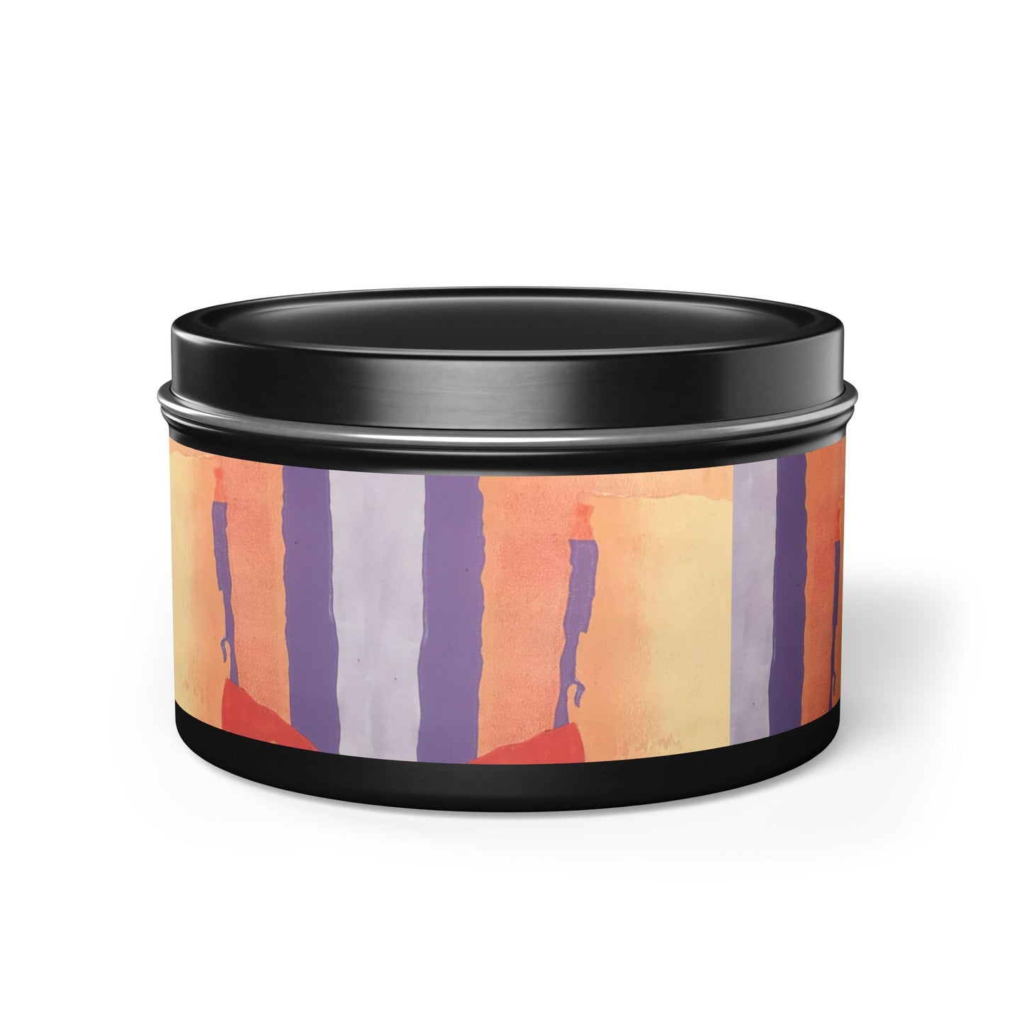 8oz Eco-Friendly Scented or Unscented Soy Wax Tin Candle with 'Spirit of the Southwest' Abstract Artwork by American Artist Barbara Cleary