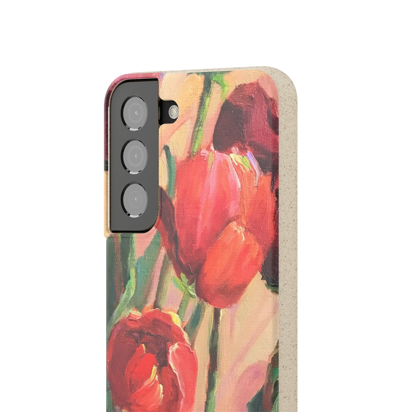 Biodegradable Phone Case with 'Red Tulips' Floral Original Artwork by Barbara Cleary