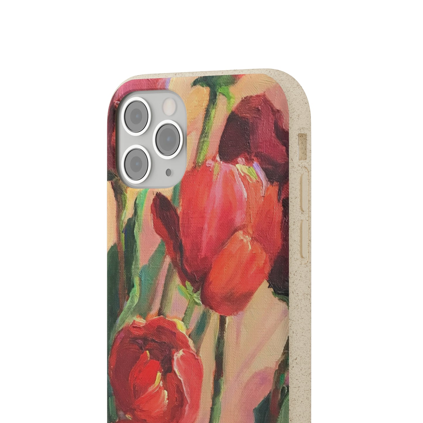 Biodegradable Phone Case with 'Red Tulips' Floral Original Artwork by Barbara Cleary