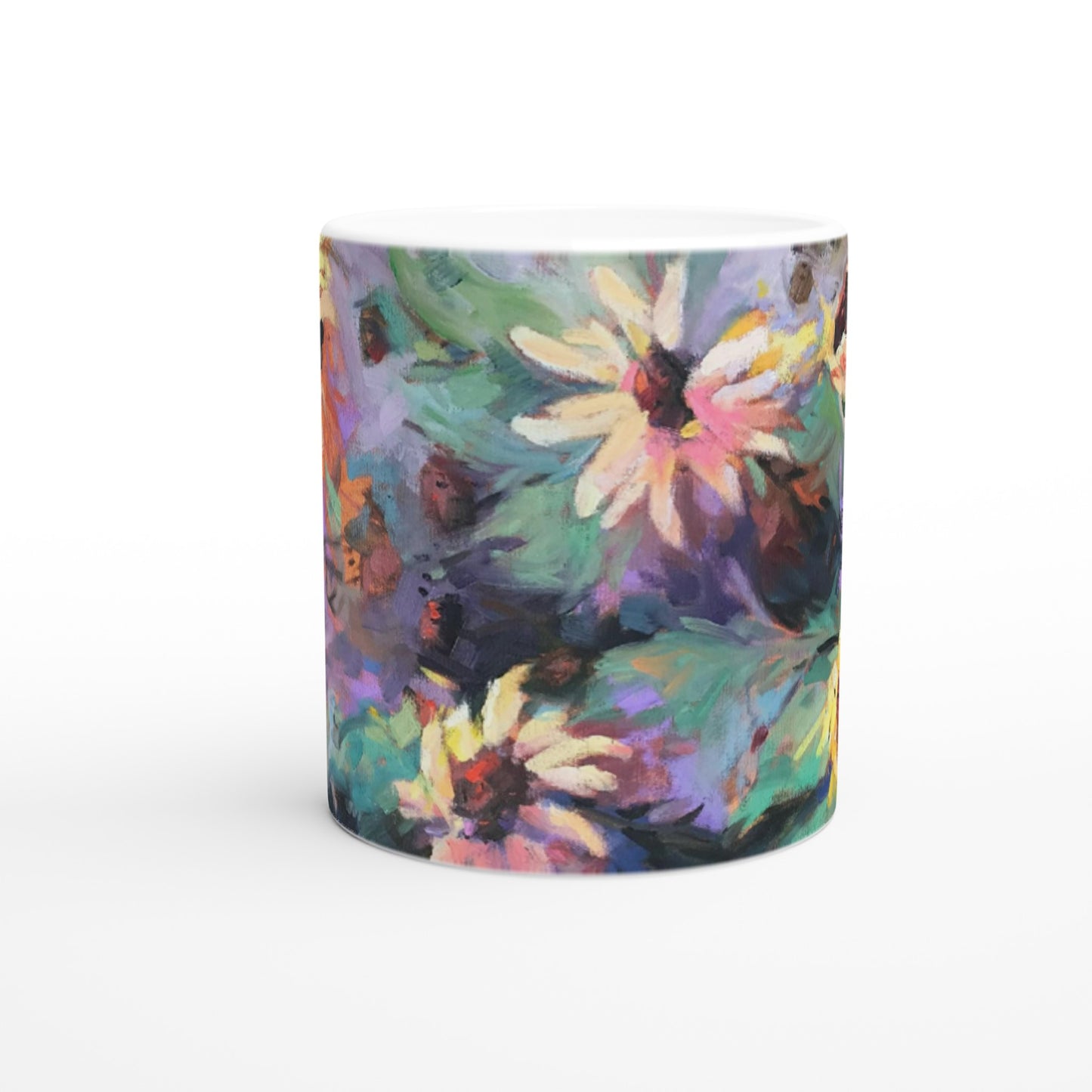 "Eastern Light" Floral White 11oz Ceramic Mug by Barbara Cleary Designs