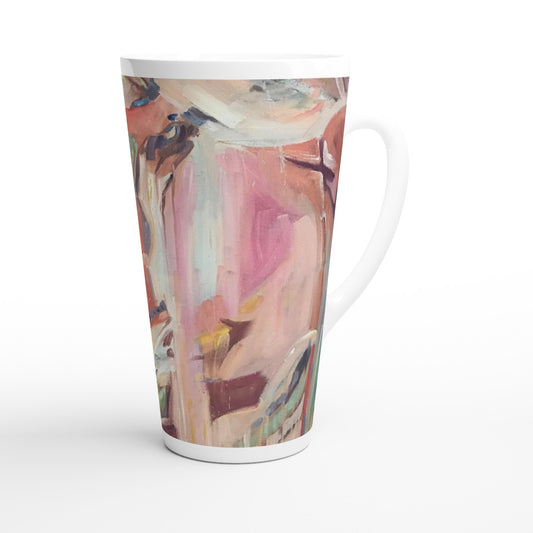 17oz White Ceramic Latte Mug | Coffee Cup with 'All Seasons' Abstract  Artwork by American Artist Barbara Cleary